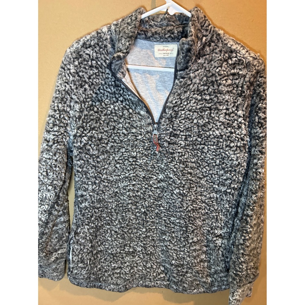 Weatherproof Vintage Sherpa Fleece Pullover Mens‎ Medium Gray Excellent 1/4 Zip